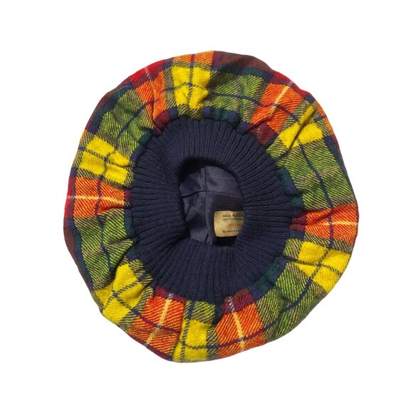 Ingles Buchan Buchanan Tartan Wool Beret Pom Pom Made in Scotland 100% Wool - Picture 2 of 5